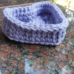 Lilac Heart Crocheted Basket