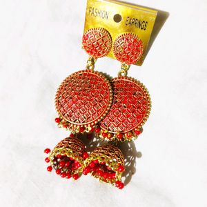 Red Alloy Long Beautiful Jhumkas....🥀