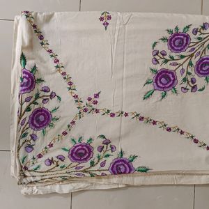 Unused Cotton Double Bedsheet With Embroidery