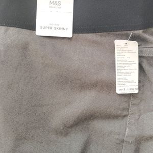 Grey Mid-Waist Trousers.