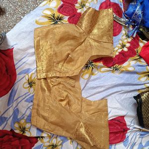 Gold tissue silk saree trending with stiched blous