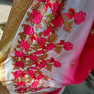 Red N White Saree