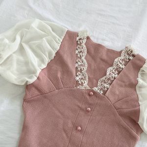 Pinterest Bought Lacey Coquette Puff Sleeve top