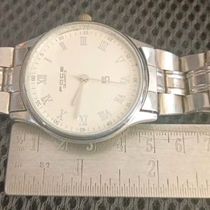 FOCE Quartz Big Dial Watch with Silver Strap.