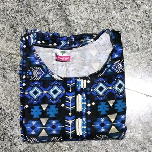 Geometric Print Blue Top