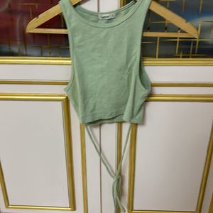 Pista Green Tie Racer Back Crop Top