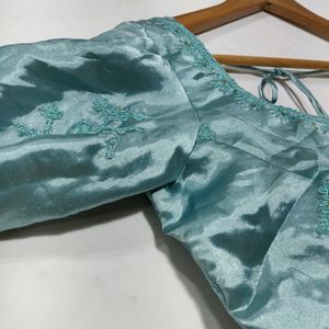 Teal Net Lehenga Choli ( Women)