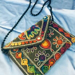 Black Colourfull Print Boho Style Sling