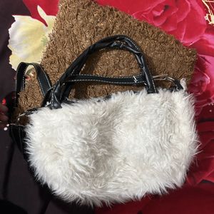 White Furr Sling Bag