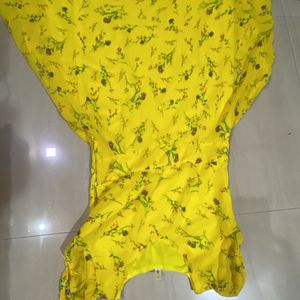 Gorgeous Spring Flower Design Yellow Gown Dress.