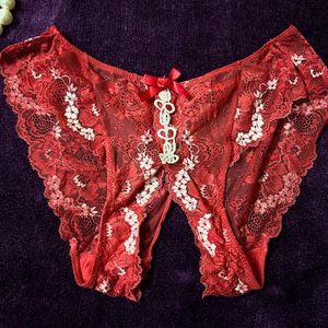 Front Open Red Lace Panty