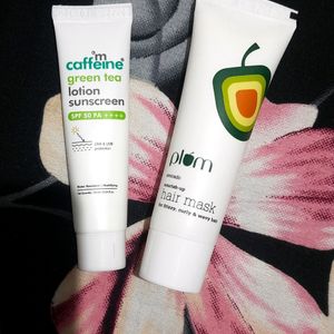 Plum Hair Mask And M Caffeine Sunscreen Combo