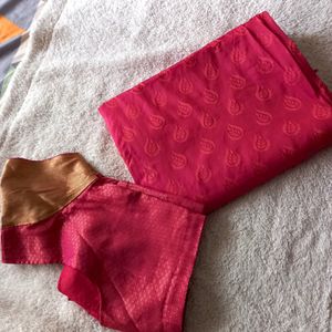 Onion Pink Saree With Blouse