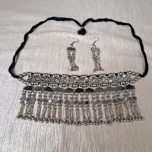 Beautiful Oxidized Mirror Necklace Set