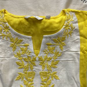 White And Lemon yellow Kurti