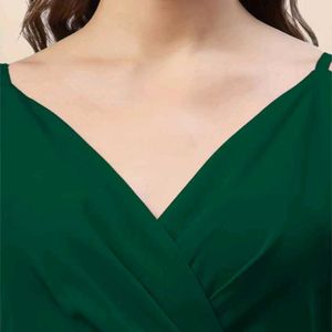 Emeros Women A-line Dark Green Dress