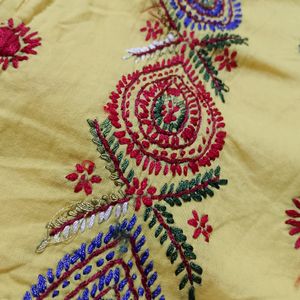 Yellow Embroidery Work Kurta Set