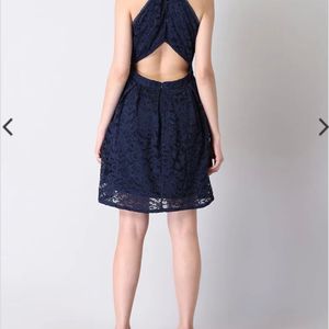 Navy Blue Dress With Back Cutout