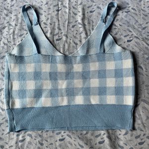 Vintage Plaid Pattern Knitted Tank Top