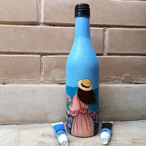 Aesthetic Handpainted Girl Art On Glass Bottle