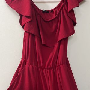 Hot Red Slit Jumpsuit