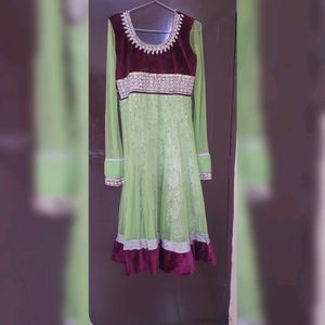 Purple And Green Anarkali Suit