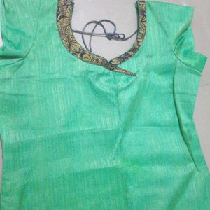 Flourescent Green Color Kurta With Border