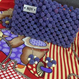 Purple Beads Hand Bag