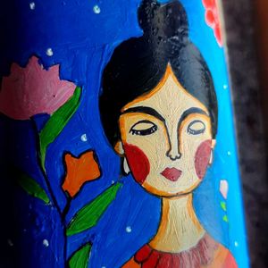 Floral Girl Bottle Art