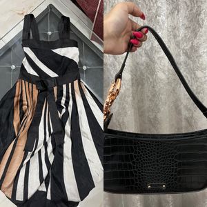 Combo Of Silk Dress & Vero Moda Bag