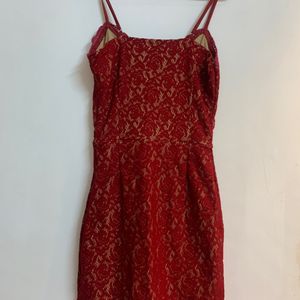 Elegant Lace Maroon Dress