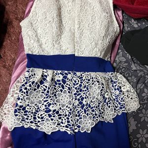 Blue White Formal Dress