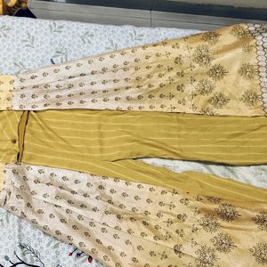 Mustard Colour Party Wear Indo-western Dress