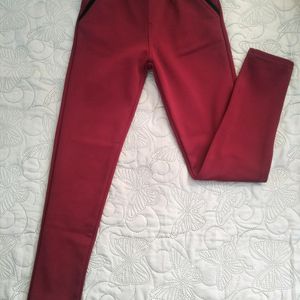 Maroon Pants With Fleece Inside