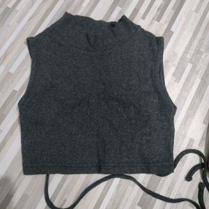 Ribbed Grey Crop Top