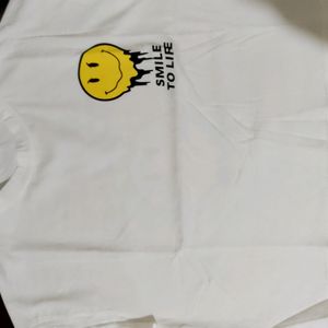 White Smiley Crop Tshirt