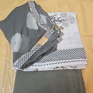 Off White Cotton Suit With Dupatta