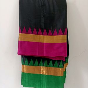 Black Saree With Double Color Border