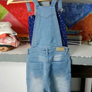 Girls Short Denim Jumpsuit