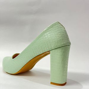 Sea Green Broad Heels For Women