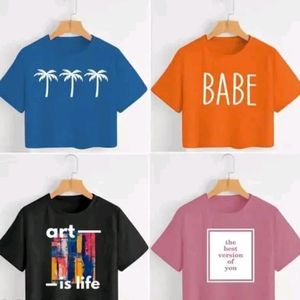 Set Of 4 Crop Tshirt For Women