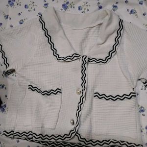 White Korean Crop Top For Womens