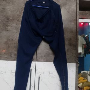 Proline Navy Cotton Reqular Fit Striped Joggers