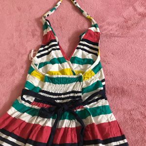 Tie And Dye Coloured Aline Tired Frock For Girls