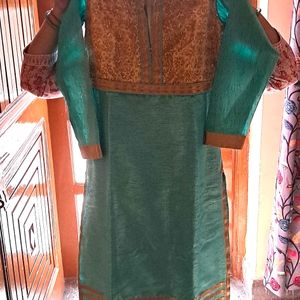 A- Line Sea Green Party Wear Kurta