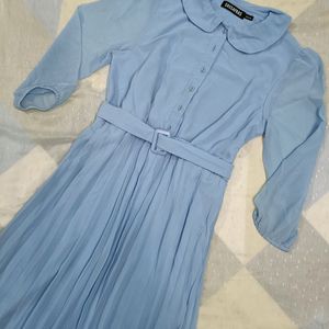 Sky Blue Fit And Flare Dress