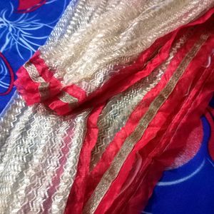 Golden Dupatta With Red Border