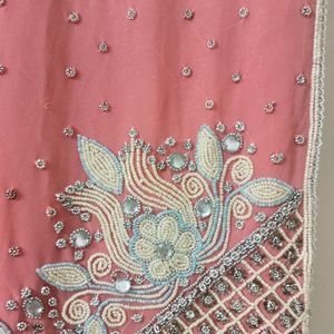 Bubble Gum Color, Heavy Hand work Saree