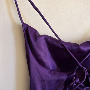 Purple Backless Satin Dress