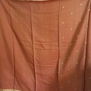 Cotton Blend Saree Rust Colour